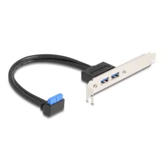   Delock Hornyos konzolos kábel 1 db. USB 5 Gbps tűfejes anya 90 -ban hajlított végződéssel és 2 db. USB 5 Gbps A-típusú anya végződéssel 50 cm