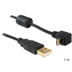   Delock USB-A apa > USB micro-B apa kábel, 90°-ban forgatott fel/le