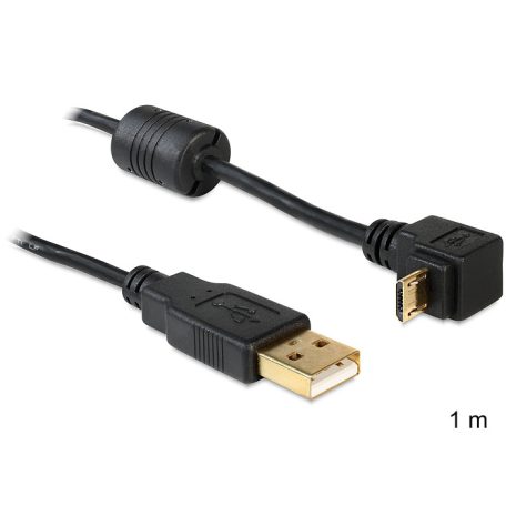 Delock USB-A apa > USB micro-B apa kábel, 90°-ban forgatott fel/le