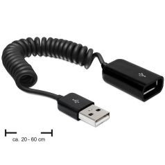 Delock USB 2.0-A hosszabbító kábel / anya spirál kábel