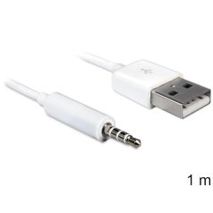   Delock USB-A apa > sztereo jack 3.5 mm apa 4 pin IPod Shuffle kábel, 1 m