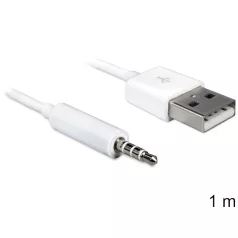   Delock USB-A apa > sztereo jack 3.5 mm apa 4 pin IPod Shuffle kábel, 1 m