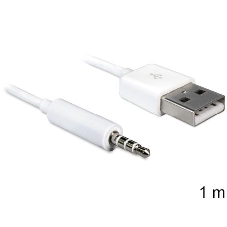 Delock USB-A apa > sztereo jack 3.5 mm apa 4 pin IPod Shuffle kábel, 1 m