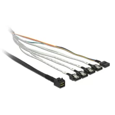   Delock kábel mini SAS HD SFF-8643 > 4 x SATA 7 tűs + Sideband 0,5 m fém