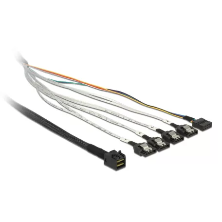 Delock kábel mini SAS HD SFF-8643 > 4 x SATA 7 tűs + Sideband 0,5 m fém