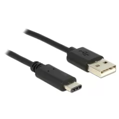   Delock USB 2.0-s kábel A-típusú csatlakozódugóval > USB C típus 2.0 csatlakozódugóval, 0,5 m, fekete