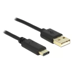   Delock USB 2.0-s kábel A-típusú csatlakozódugóval > USB Type-C 2.0 csatlakozódugóval, 2,0 m, fekete