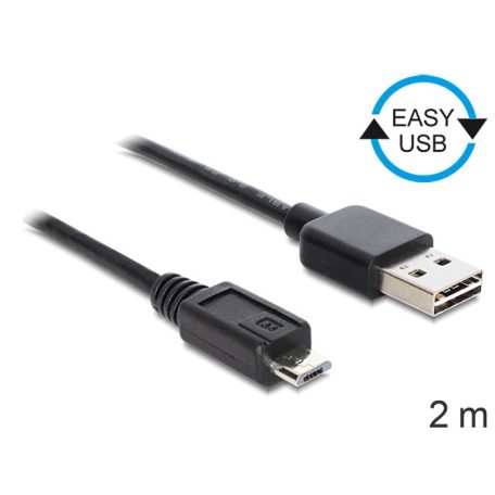 Delock EASY-USB 2.0 -A apa > USB 2.0 micro-B apa kábel, 2 m