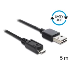  Delock EASY-USB 2.0 -A apa > USB 2.0 micro-B apa kábel, 5 m