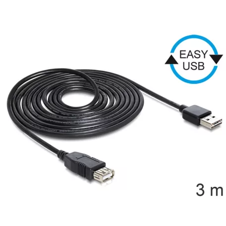 Delock EASY-USB 2.0 -A apa > USB 2.0-A anya hosszabbító kábel, 3 m