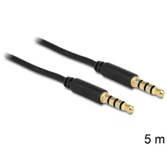   Delock sztereó kábel 3.5 mm 4 pin csatlakozó > csatlakozó, 5 m, fekete