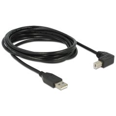   Delock USB2.0 kábel USB A dugó - USB B 90°dugó csatlakozókkal, 3m