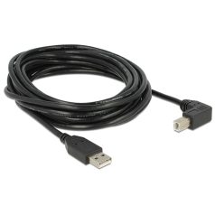   Delock USB2.0 kábel USB A dugó - USB B 90°dugó csatlakozókkal, 5m