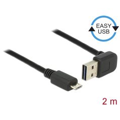   Delock Kábel EASY-USB 2.0-s A típusú csatlakozódugó, ívelt felfelé / lefelé > USB 2.0-s Micro-B-típu