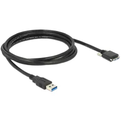   Delock Kábel USB 3.0 A típusú dugó > USB 3.0 Micro-B típusú dugó csavarokkal ellátott 2 m