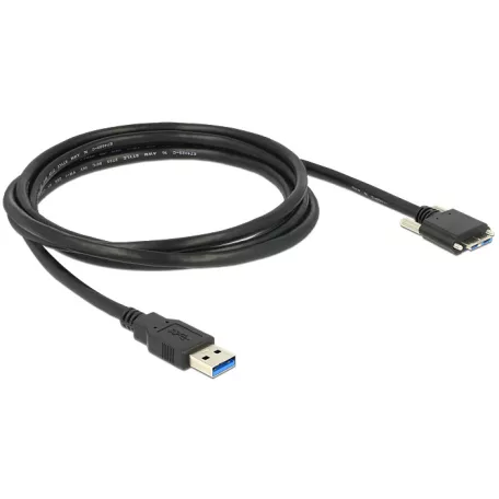 Delock Kábel USB 3.0 A típusú dugó > USB 3.0 Micro-B típusú dugó csavarokkal ellátott 2 m