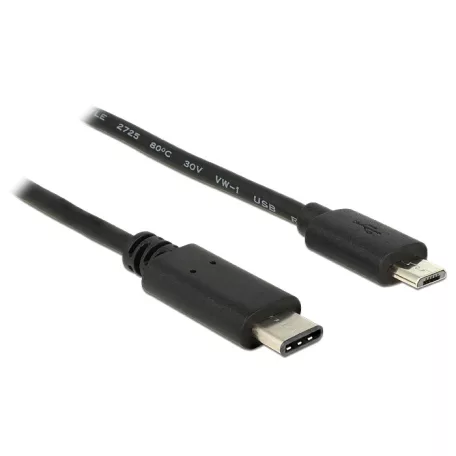 Delock Kábel USB C típus 2.0 dugó > USB 2.0 Micro-B típusú dugó 1 m fekete