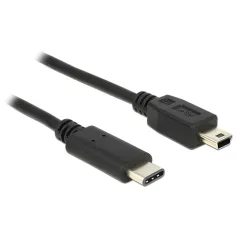   Delock Kábel USB Type-C 2.0 dugó > USB 2.0 Mini-B típusú dugó 1 m fekete