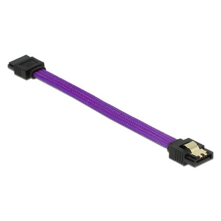 Delock SATA kábel 6 Gb/s 10 cm egyenes / egyenes fém lila Prémium