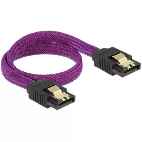 Delock prémium SATA Kábel 6 Gb/s 30 cm egyenes/ egyenes, lila metál