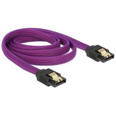 Delock SATA kábel 6 Gb/s 100 cm egyenes / egyenes fém lila Prémium