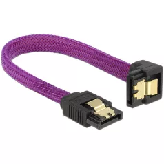   Delock SATA kábel 6 Gb/s 10 cm lefelé / egyenes fém lila Prémium