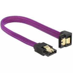   Delock SATA kábel 6 Gb/s 20 cm lefelé / egyenes fém lila Prémium