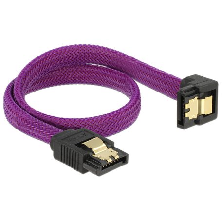 Delock SATA kábel 6 Gb/s 30 cm lefelé / egyenes fém lila Prémium
