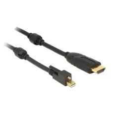   Delock Kábel mini Displayport 1.2-dugós csatlakozó csavarral > HDMI-csatlakozódugó 4K aktív fekete5m