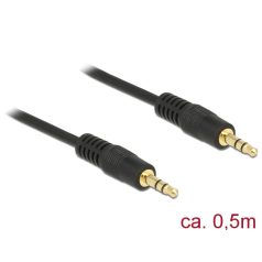   Delock Stereo Jack kábel 3.5 mm 3 pin apa > apa 0.5 m fekete