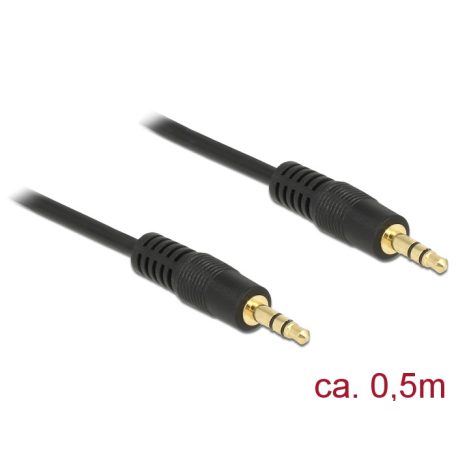 Delock Stereo Jack kábel 3.5 mm 3 pin apa > apa 0.5 m fekete