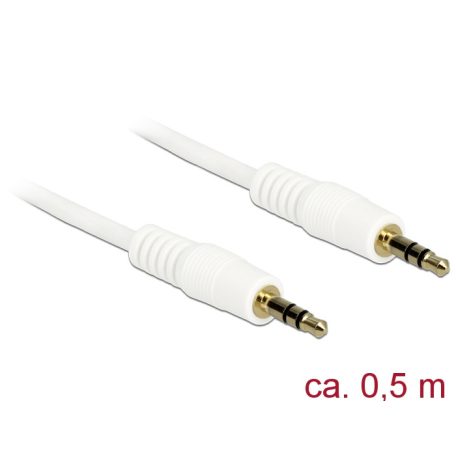 Delock Stereo Jack kábel 3.5 mm 3 pin apa > apa 0.5 m fehér