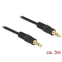   Delock Stereo Jack kábel 3.5 mm 3 pin apa > apa 3 m fekete