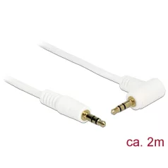   Delock Stereo Jack kábel 3.5 mm 3 pin apa > apa 2 m 90° fehér
