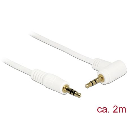 Delock Stereo Jack kábel 3.5 mm 3 pin apa > apa 2 m 90° fehér