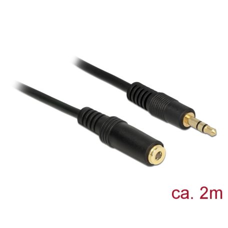 Delock Stereo Jack hosszabbító kábel 3.5 mm 3 pin apa > anya 2 m fekete