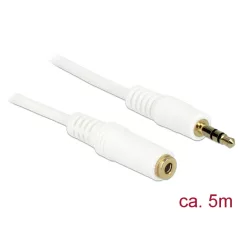   Delock Stereo Jack hosszabbító kábel 3.5 mm 3 pin apa > anya 5 m fehér