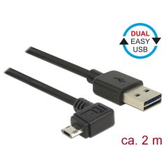   Delock Kábel, EASY-USB 2.0-s A-típusú csatlakozódugó > EASY-USB 2.0-s Micro-B típusú csatlakozódugó,