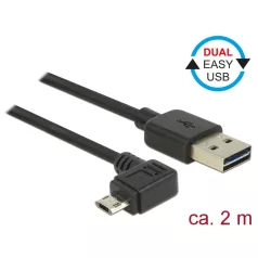   Delock Kábel, EASY-USB 2.0-s A-típusú csatlakozódugó > EASY-USB 2.0-s Micro-B típusú csatlakozódugó,