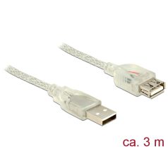   Delock USB 2.0-s bővítőkábel A-típusú csatlakozódugóval > USB 2.0-s, A-típusú csatlakozóhüvellyel, 3