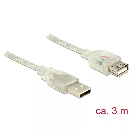 Delock USB 2.0-s bővítőkábel A-típusú csatlakozódugóval > USB 2.0-s, A-típusú csatlakozóhüvellyel, 3