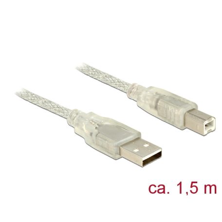 Delock USB 2.0-s kábel A-típusú csatlakozódugóval > USB 2.0-s, B-típusú csatlakozódugóval, 1,5 m