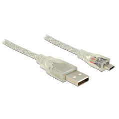   Delock USB 2.0-s kábel A-típusú csatlakozódugóval > USB 2.0 Micro-B csatlakozódugóval 2 m, áttetsző