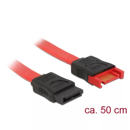 Delock SATA 6 Gb/s-s bővítőkábel csatlakozódugóval > SATA-s, csatlakozóhüvellyel, 50 cm, piros