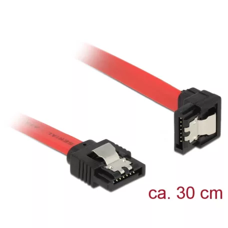 Delock 6 Gb/s sebességet biztosító SATA-kábel egyenes csatlakozódugóval > lefelé néző SATA-csatlakoz