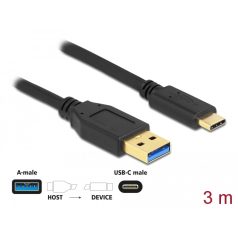   Delock SuperSpeed USB (USB 3.2 Gen 1) kábel A-típusú - USB Type-C™ csatlakozó végekkel 3 m