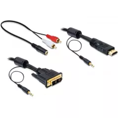 Delock DVI - HDMI kábel hanggal, apa - apa 2m