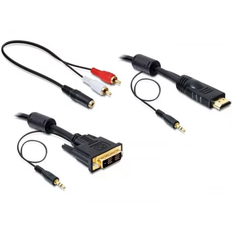 Delock DVI - HDMI kábel hanggal, apa - apa 2m