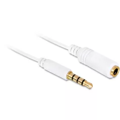   Delock audió toldó kábel, 4 pol.3.5mm sztereó jack dugó/aljzat csatlakozókkal, Iphonehoz, fehér