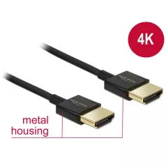   Delock Nagysebességű HDMI-kábel Ethernettel - HDMI-A > HDMI-A, 3D, 4K, 0,5 m, vékony, prémium